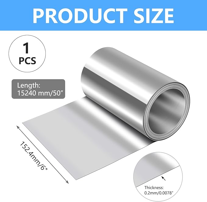 ELECTRAPICK Aluminum Flashing Roll,6in x 50ft Metal Roof Panels,32 Gauge (0.0078"/0.2mm) Aluminum Sheet Roll for Roofing Panels and DIY, Outdoor Gardens,Sealing Windows Doors, Stains Prevention