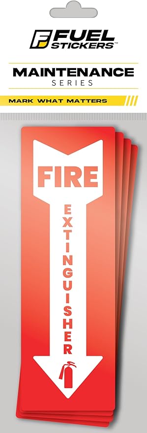 Fire Extinguisher Sticker (Vertical) for Commercial and Business Use: Office, Facility, Landlord - High Visibility Fire Extinguisher Sign for Safety and Compliance: Size 6" x 2", 20 Labels