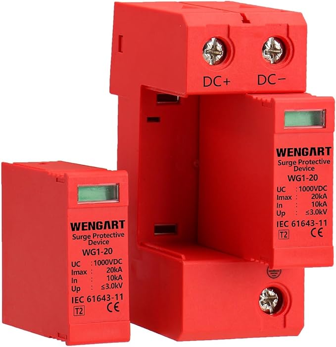Wengart Surge Protective Arrester Device,DC1000V 2Pole 10~20kA 36mm DIN Rail Mount,Low Voltage Arrester Device for Lightning Protection Power Distribution and Control Appliances