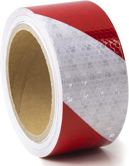 Reflective Tape, 2 Inch x 65 Feet, Red White High Viscosity Safety Reflective Stickers Outdoor Waterproof for Trailers, Bikes, Cars