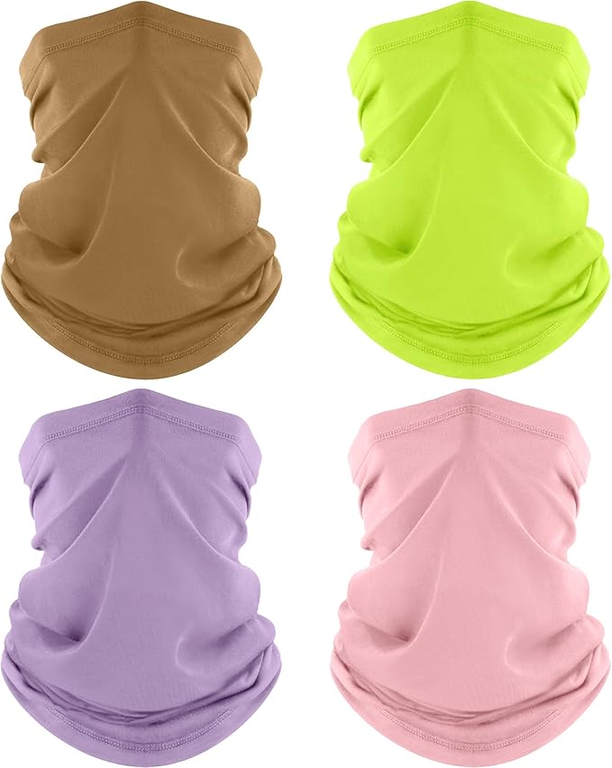 4 Pack Neck Gaiter, Cooling Breathable Face Mask UV Protection Scarf Hiking Bandana for Men/Women