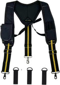 Heavy Duty Tool Belt Suspenders for Men 3 Point Padded Suspenders with Attachment Loops for Men