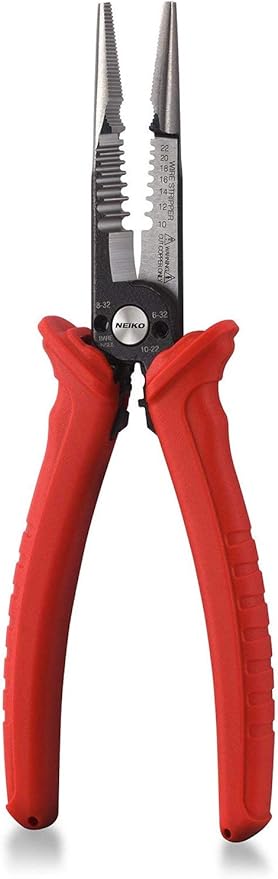 NEIKO 02038A 6-in-1 Wire Service Tool | 8-1/2" Length | Gripper, Crimper, Stripper, Cutter, Extractor, Electrician Pliers