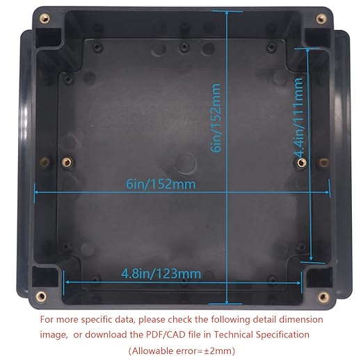 Junction Box, Zulkit Project Box Waterproof Dustproof IP65 ABS Universal Electrical Boxes Enclosure with Fixed Ear Black 6.30 x 6.30 x 3.54 inch (160 x 160 x 90 mm)(Pack of 1)