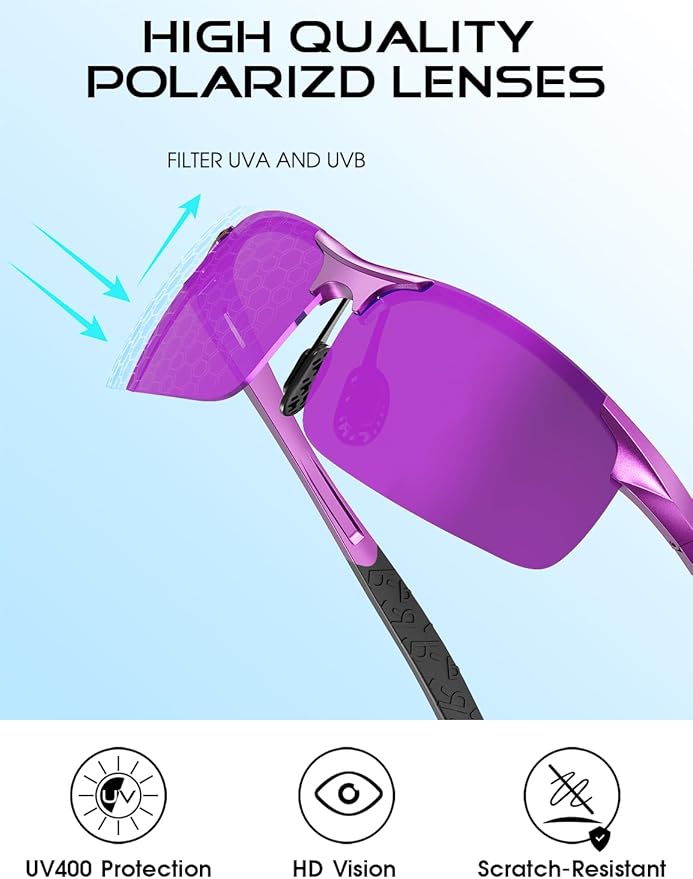 ATTCL Polarized Sunglasses Men Sports: UV Protection Anti Glare Wrap Around Lightweight Metal Driving Fishing Golf Running