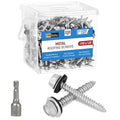Metal Roofing Screws #10×1-1/2Inch, 1000-PCS, Hex Head Rustpert Coating Sheet Metal to Wood Siding Screw with EPDM Rubber Washer, Sharp Point, Hex Socket Included
