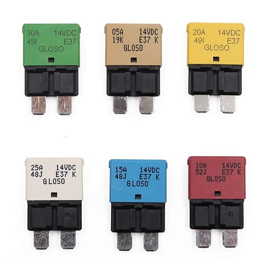 12V Auto Reset Fuse Circuit Breaker ATO/ATC Low Profile Blade Self Resetting Fuses 12 Volt DC 5A 10A 15A 20A 25A 30A for Car Automotive RV Solar Boat Marine- UL Certified - Mixed 6 Pack