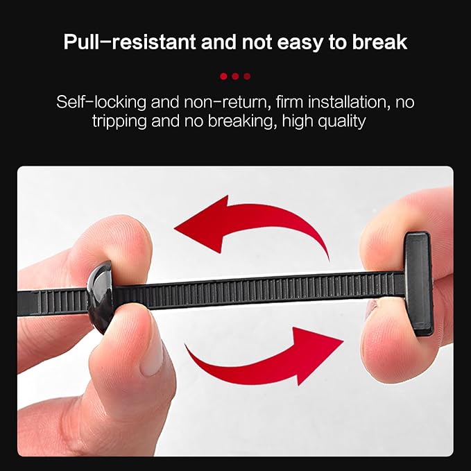 Nylon Universal Cable Tie Buckle, Heavy Duty Zip Ties (with Pin & Button), UV Resistant Black Zipties for Car Daily Repair (100)