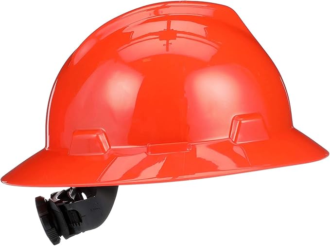 MSA V-Gard Full-Brim Hard Hat with Suspension - Polyethylene Shell, Superior Impact Protection and Self Adjusting Crown Straps - Standard Size Hard Hat
