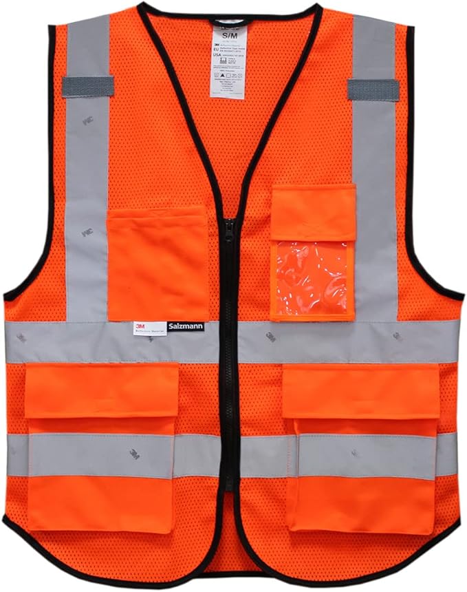 Salzmann Mesh Multi-Pocket Working Vest - Reflective Vest - Made with 3M Reflective Material