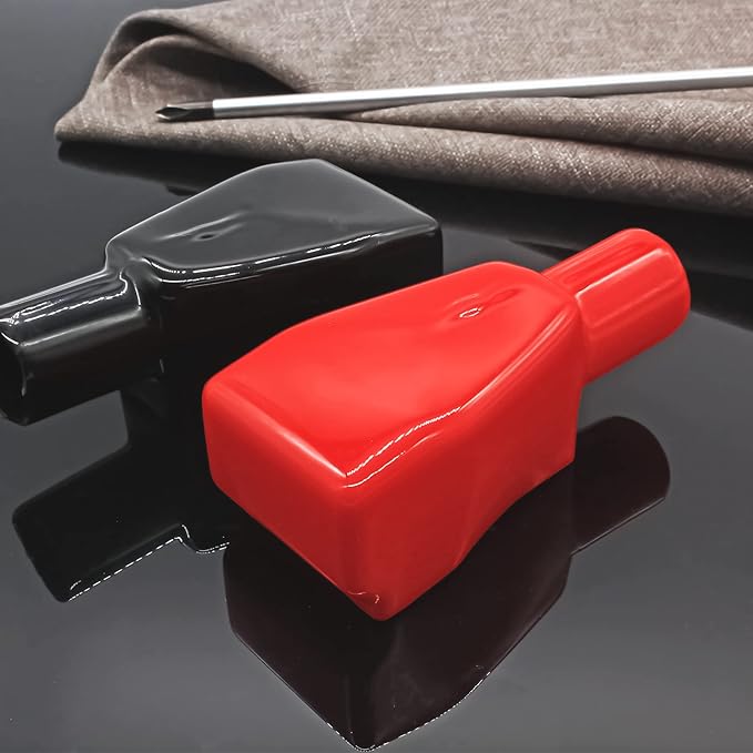 2 Pcs Battery Terminal Covers, Positive and Negative Battery Terminal Insulating Protector Sleeves in Red and Black for Cars