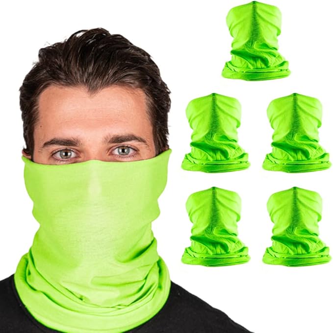 S A Company 5-Pack UV Face Shield | UV 30+ Multipurpose Neck Gaiter Balaclava for Adults | Multiple Color Packs