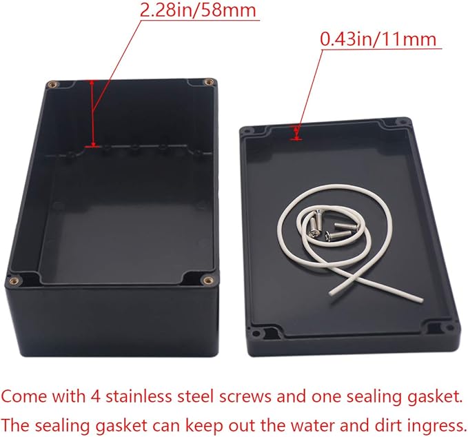 Project Box ABS Black Electrical Boxes IP65 Outdoor Waterproof Box Electronic Junction Box Power Enclosure with Cable Glands for DIY Project 7.87 x 4.72 x 2.95 inch (200x120x75mm)