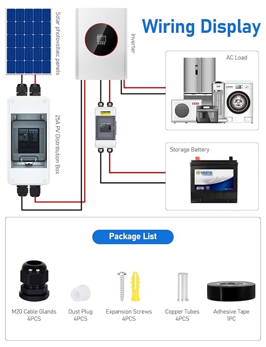 DIHOOL Solar Junction Box 25 Amp DC Circuit Breaker with DIN Rail Enclosure