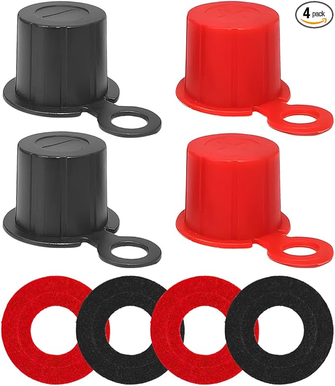 Mandark Car Battery Terminal Cover, 4PCS Vehicle Battery Top Post Cap with Washers, Automotive Battery Stud Terminal Insulator Protector Accessories, Universal for SUV, Sedan, Truck (Black/Red)