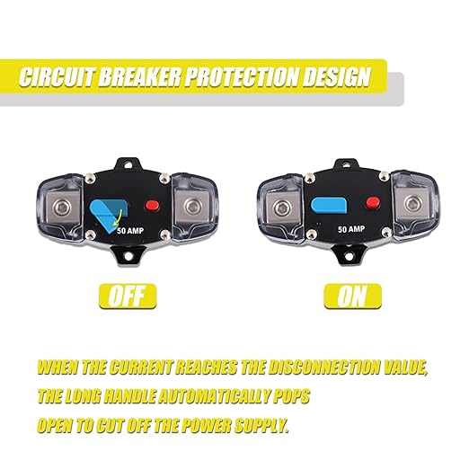 50A 12-48 Volt DC Self Recovery Circuit Breaker with Manual Reset Button for Automotive Rv Marine Boat (50Amp)