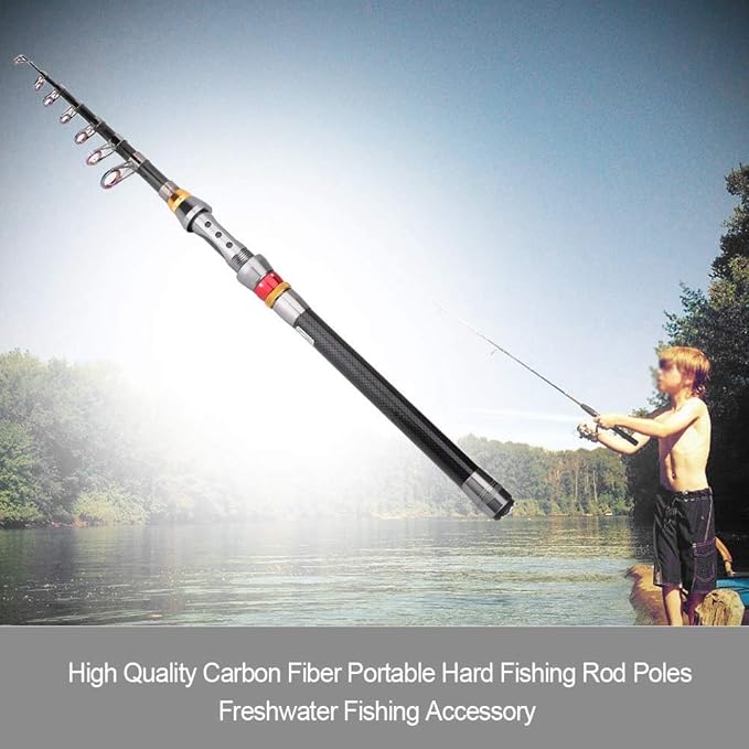 Alomejor Telescopic Fishing Rod,Portable Lightweight Compact,Carbon Fiber Rod for Travelers Campers Fishing Trips Camping Adventures