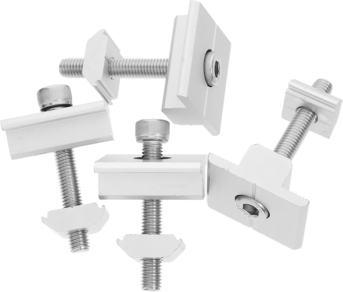4pcs Aluminum Alloy Solar Panel Mid Clamps Design Socket Head Cap Bolts and Spring Washer for Secure Mounting of Solar Panels Harsh Weather