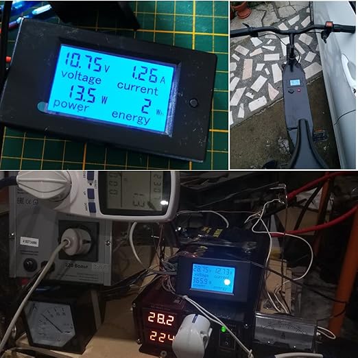 KETOTEK Amp Volt Watt Kwh Meter Tester Panel Digital 4 in 1 Ammeter Voltmeter Multimeter 12V DC 6.5-100V 20A, Voltage Current Power Energy Usage Monitor LCD Display Car Motorbike Solar