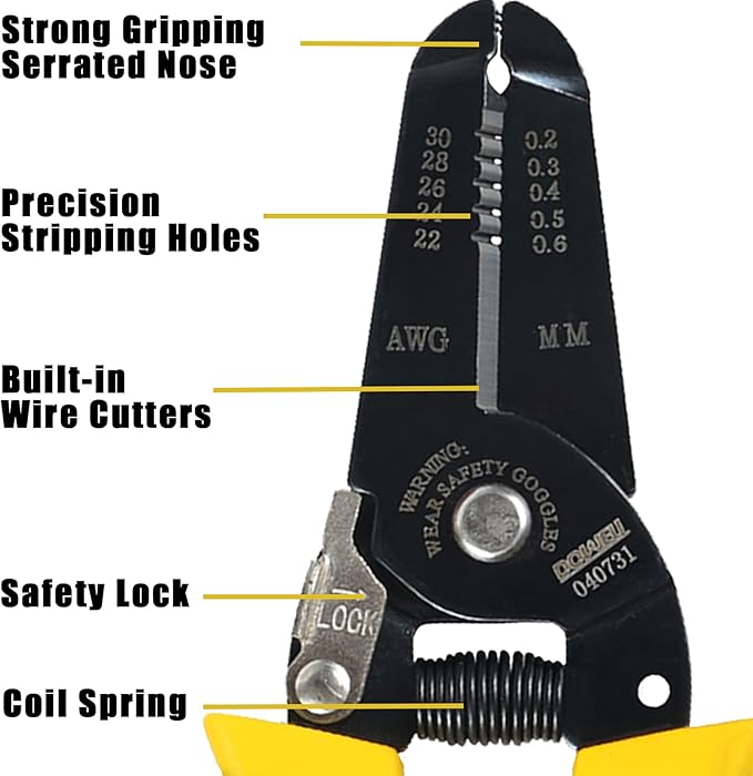 DOWELL 22-30 AWG Wire Stripping Tool Wire Stripper Cutter Pliers Tool Multi-Function Hand Tool for Electrician Craftsmanship 2-Piece