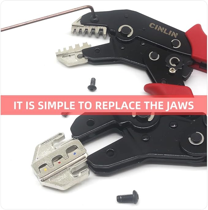 Ratcheting Wire Crimping Tools Set,For molex,JST,dupont style Open Barrel Terminals,Insulated Nylon,Non-Insulated,Ferrule Wire End,Solar Connectors,Crimping pliers + 4-jaw set