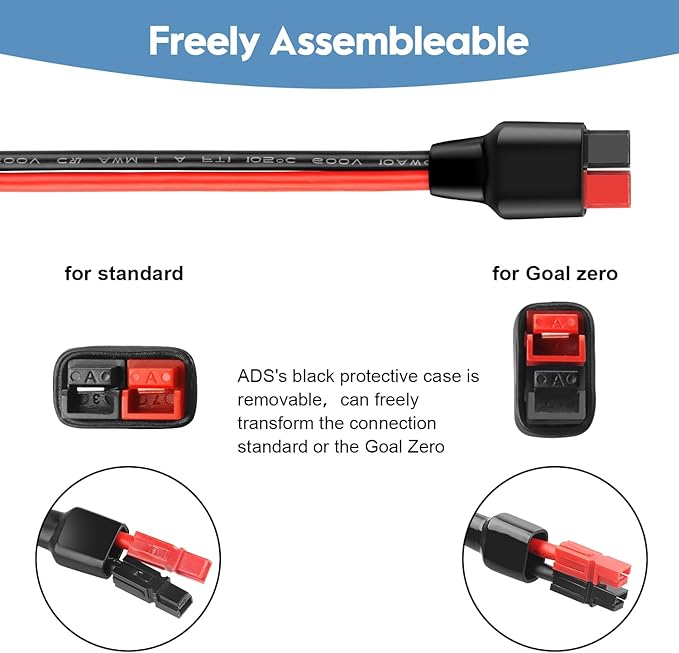 10AWG Solar Panel Cable to Anderson Connector Adapter Solar Extension Cable Compatible with Anderson PowerPole Port for RV,Goal Zero Yeti,Renogy Portable Solar Generator Power Station (10FT)