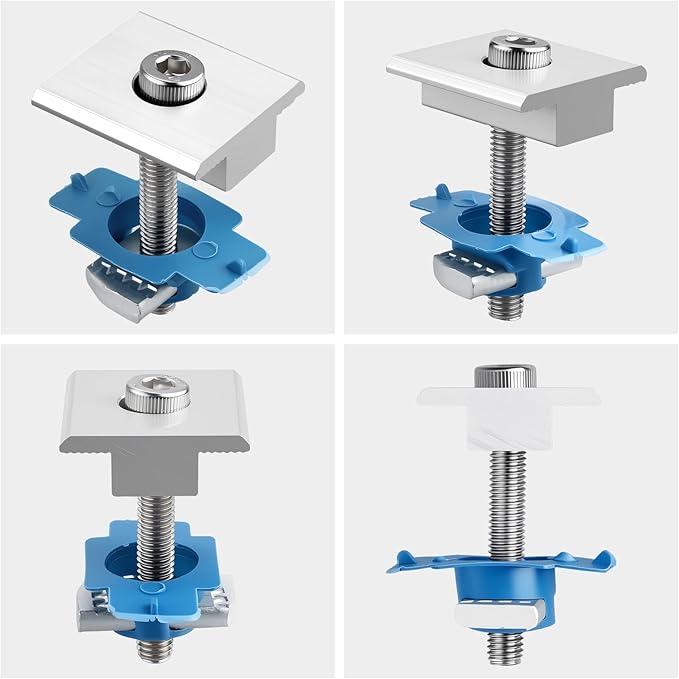 Anbte 10pcs Solar Panels Mid Clamps for Standard Unistrut, Aluminium Solar Panel Brackets 30mm/35mm, Mounting Kit for Metal Roof, Tin Roof, Flat Roof, Sheet Roof, Silver
