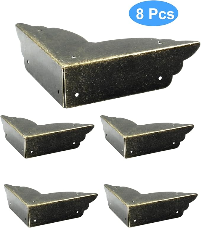 Bivethoi 8 Packs Bronze Box Corner Protectors, Edge Cover Safety Guard Furniture Decorative Metal Table Corner (2.76" x 0.79")