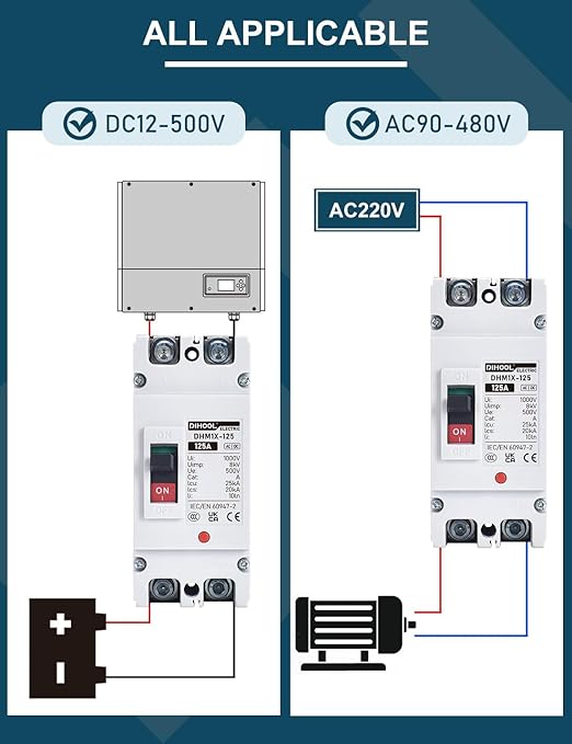 DIHOOL DC Main 125 Amp Circuit Breaker, 500V Battery Disconnect Switch, Master Switch for Boat Trolling Motor Marine ATV Trailer