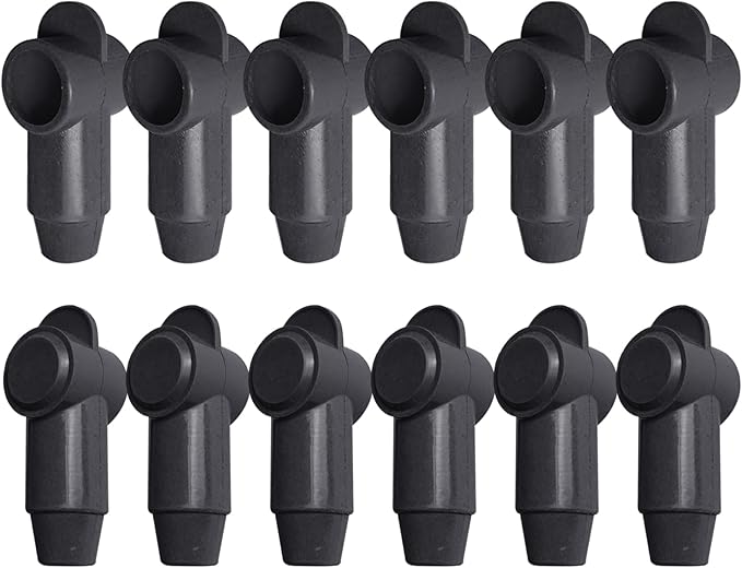 Ampper 12 Pcs Silicone 3/8" Stud Terminal Covers, Flexible Post Terminal Cover Protector Boot for Battery Ground Junction Block Post, Fits 1-3/0 Gauge Wire (Black)