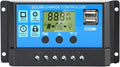Anern 30A Solar Charge Controller, 12V/24V Dual USB Solar Panel Battery Intelligent Regulator with LCD Display, PWM Auto Parameter Adjustable, Timer Setting, Multiple Load Control Modes
