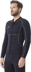 Hevto Men Wetsuit Tops and Vest 3/2mm Neoprene Jacket Surfing Swimming Front Zip Wet Suit for Water Sports