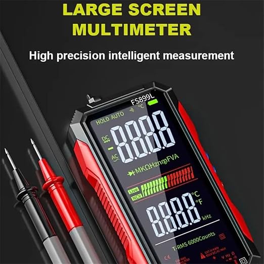 2026 Upgraded Smart USB Rechargeable Digital Multimeter, FS899L Multimeter, Auto Digital Display Tester, Measures Voltage Current Resistance Diodes Continuity Duty-Cycle Capacitance Temperature