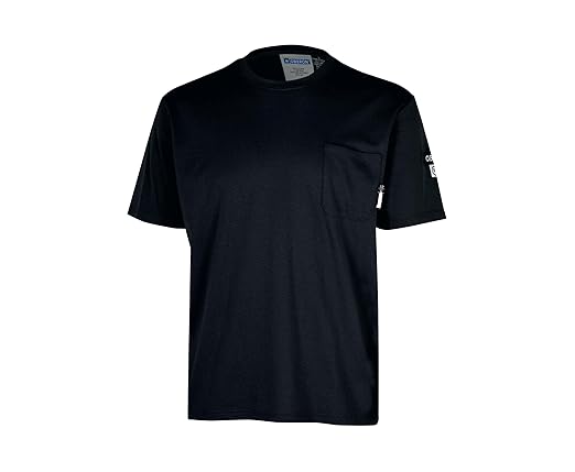 Oberon FR Arc Rated Safety Shirt For Men - Flame Resistant Cotton T-shirt - 11 Cal - Chest Pocket - Navy Blue, Gray