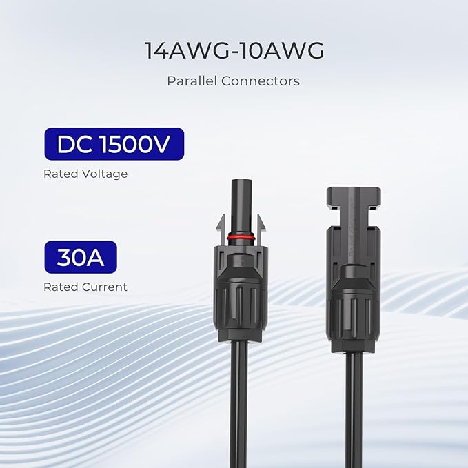 Renogy Solar Connectors Parallel Y Branch,MMF+FFM 1 Pair Solar Panel Wire for Solar Panel,Premium PC Material,Weatherproof and Durability