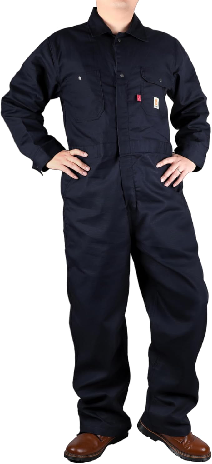 BOCOMAL FR Coverall High Visibility 6oz Lightweight Rip-Stop Flame Resistant/Fire Retardant High Vis Coveralls
