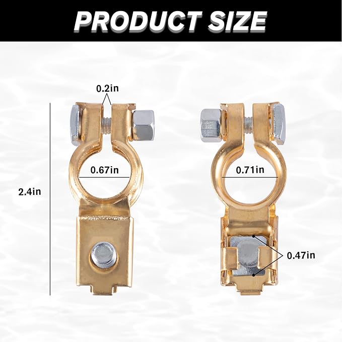 SINGARO Car Battery Terminal Connector Classification Kit, Pure Copper Negative and Positive Battery Cable Ends with Plastic Cover, Applicable to Automobile, Truck and RV Accessories