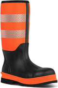 Men's Steel Toe Rubber Work Boots, Waterproof Neoprene Safety Boots with Puncture Proof Midsole - Oil & Chemical Resistant, Reflective High-Vis for Construction, Concrete, Roadwork