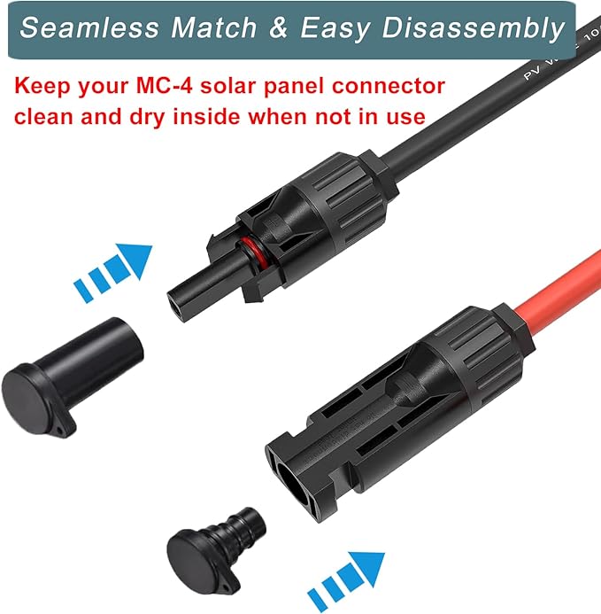 Solar Connector Caps, IP67 Solar Panel Connector Cap Weather Resistant Dust Male and Female Cap for MC-4 Solar Connectors (5 Pairs)