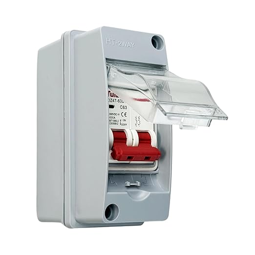 DC Miniature Circuit Breaker 1000V, IP65 Waterproof PV Solar DC Disconnect Switch with DIN Rail Enclosure, Solar Panel Disconnect Switch for Solar PV System (63A)
