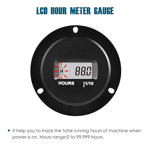 Runleader Digital LCD Hour Meter, AC/DC 5V to 277V,Maintenance Total Running Hours,Data Storage,Waterproof Design for Lawn Mower Generator Motorcycle Golf Cart Forklift Scrubber Machine.