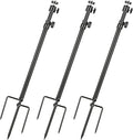 3 Pack Ground Stake Mount Stand, 360° Adjustable Universal Thread Connection 1/4''-20 (6 mm) Foldable Stainless Steel Bracket for Outdoor Security Cameras, Solar Panels & Fishing Lights