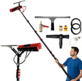 Solar Panel Cleaning Kit, Water Fed Pole Kit Adjustable Solar Panel Cleaning Kit Cleaner Tool for Window Glass Roof Outdoor Glass Brush Window Washing Equipment(16FT/4.8M)