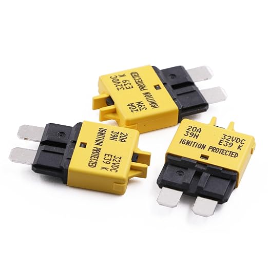 12V 24V 20A Fuse Circuit Breaker ATO/ATC Low Profile Manual Resettable Blade Fuses Breakers for Automotive Car Marine RV Solar Motors - UL Certified - max 32V DC 20 Amp, 3 Pack