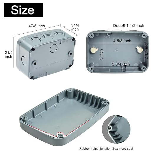 NineLeaf Outdoor Junction Box IP66 Waterproof Electrical Enclosure 4.9"x3.3"x2.3", PVC/ABS Project Box with 4PK 20mm Cable Glands, Weatherproof Grey Case for Outdoor Wire Connections, 2 Set