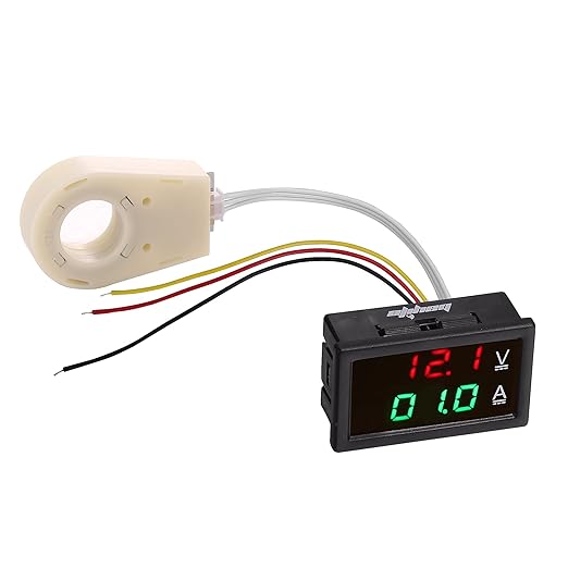 bayite Volt Amp Meter, DC 5-100V 100A Dual Display Current Voltage Meter, Digital Mini Ammeter Voltmeter Gauge with Hall Effect Sensor Current Transformer