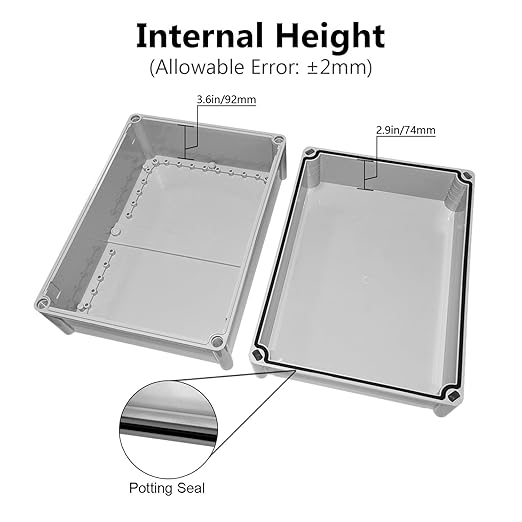 LeMotech Junction Box IP67 Waterproof Dustproof ABS Plastic Project Box for Electrical Outdoor Enclosure Gray 15 x 11 x 7.1 inch (380 x 280 x 180 mm)