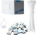 Strong Back-Glue Self Adhesive Cable Zip Tie Mounts Kit - 100 Set Cable Management Clips with 6" Zip Ties, Wire Holders - Outdoor Sticky Wire Organizer Clips - White