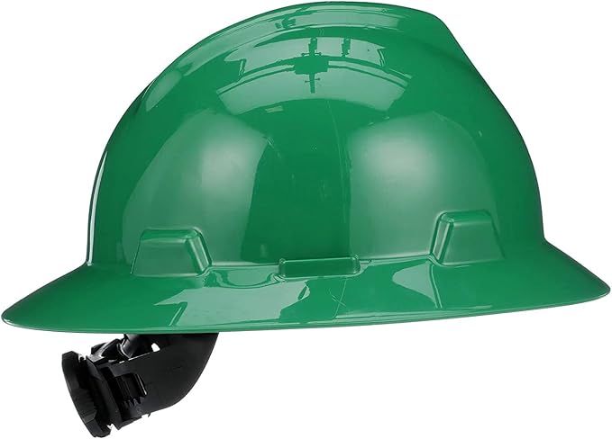 MSA V-Gard Full-Brim Hard Hat with Suspension - Polyethylene Shell, Superior Impact Protection and Self Adjusting Crown Straps - Standard Size Hard Hat