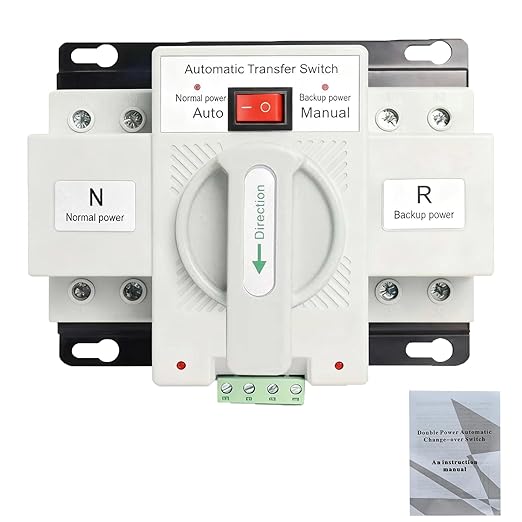 220V Automatic Transfer Switch, Dual Power 2P 63A CE Certified ATS Generator Changeover Switch 50Hz/60Hz, White